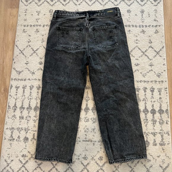 Express Black 90s Ankle Boot Distressed Cropped Jeans - Picture 7 of 8